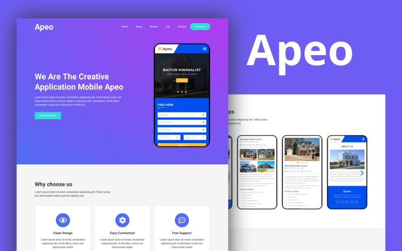 Apeo - Kit de modèles d'élément de page de destination d'application