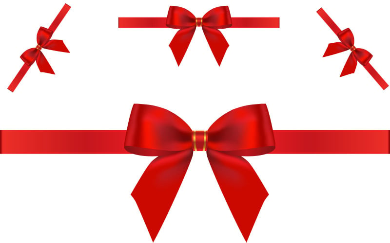 Arcs de cadeau de vecteur de ruban cadeau rouge avec illustration de rubans