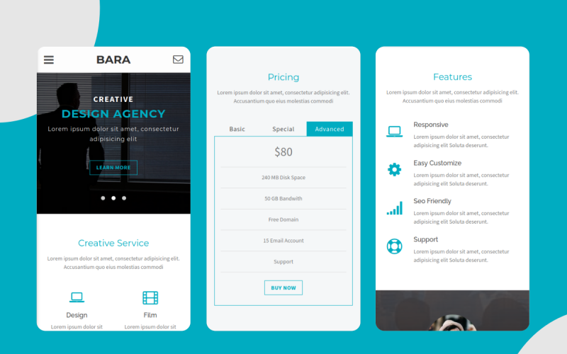 Bara - креативный шаблон мобильного сайта