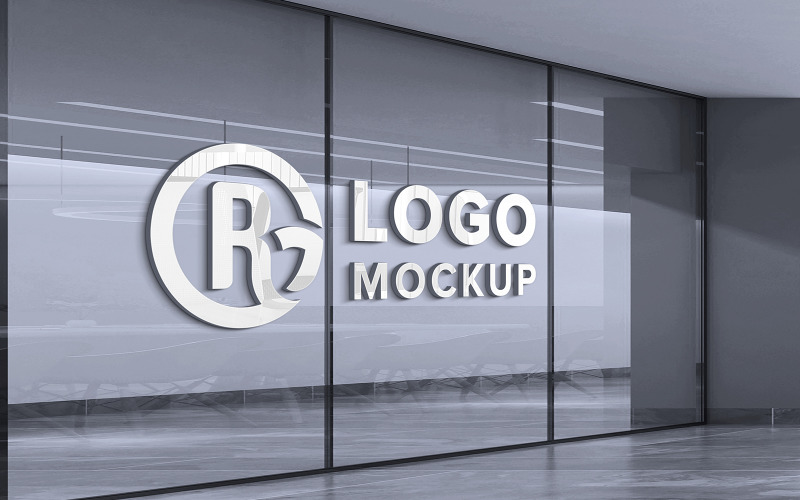 Glass Wall Logo Mockup Design Product Mockup