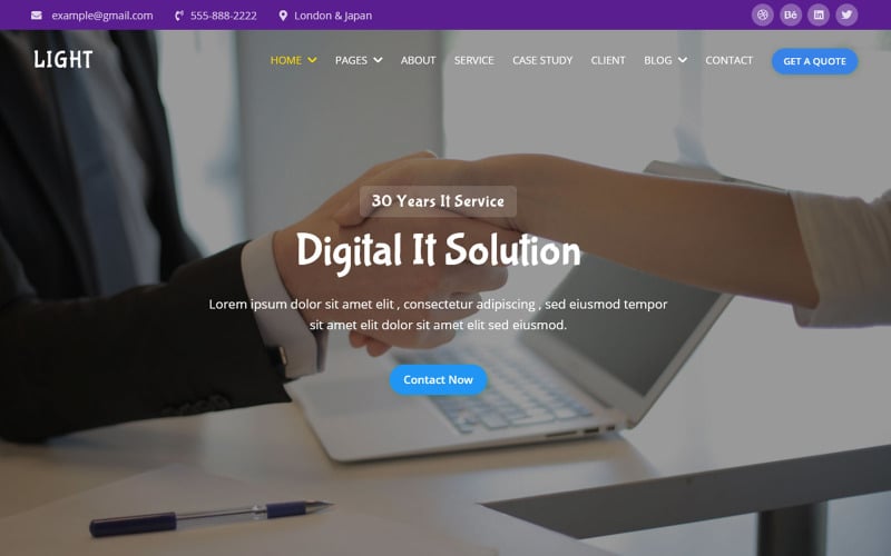 Light - Modèle de site Web de service commercial de solution informatique polyvalente