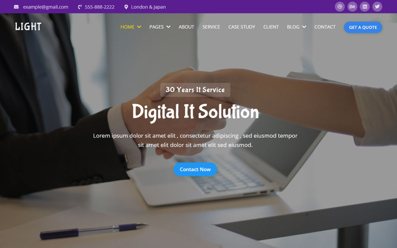 Light - Modelo de site de serviços comerciais de solução de TI multifuncional
