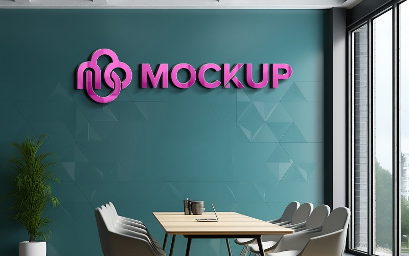 Logo Mockup Ofis Duvar Toplantı Odası Ürün Mockup'ı