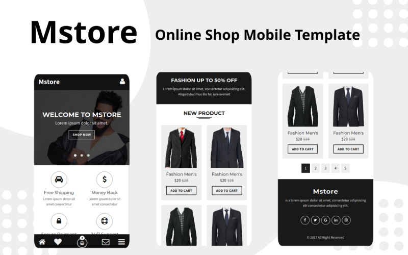 Mstore - шаблон мобільного веб-сайту Інтернет-магазину