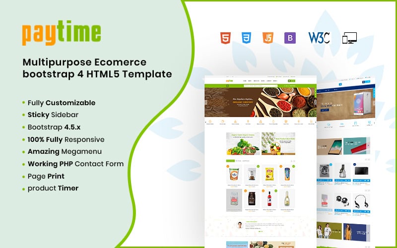 Paytime- Online Grocery Supermarket HTML Website Template