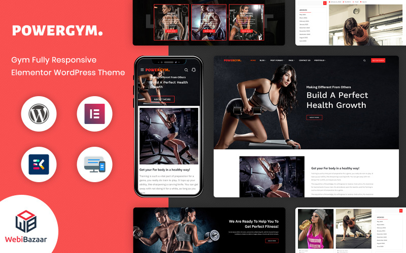 PowerGym - Багатоцільовий тренажерний зал Фітнес та бодібілдинг WordPress тема