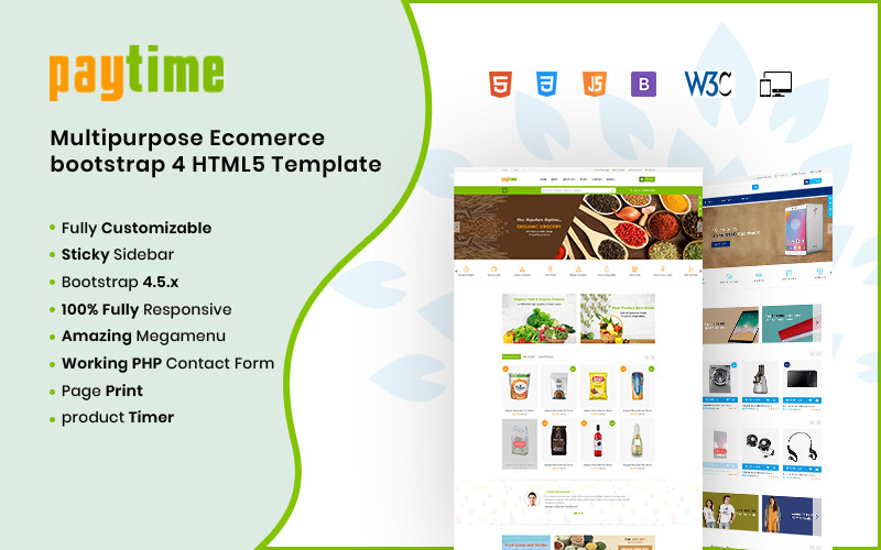 Tempo de pagamento - modelo de site HTML de supermercado de supermercado on-line