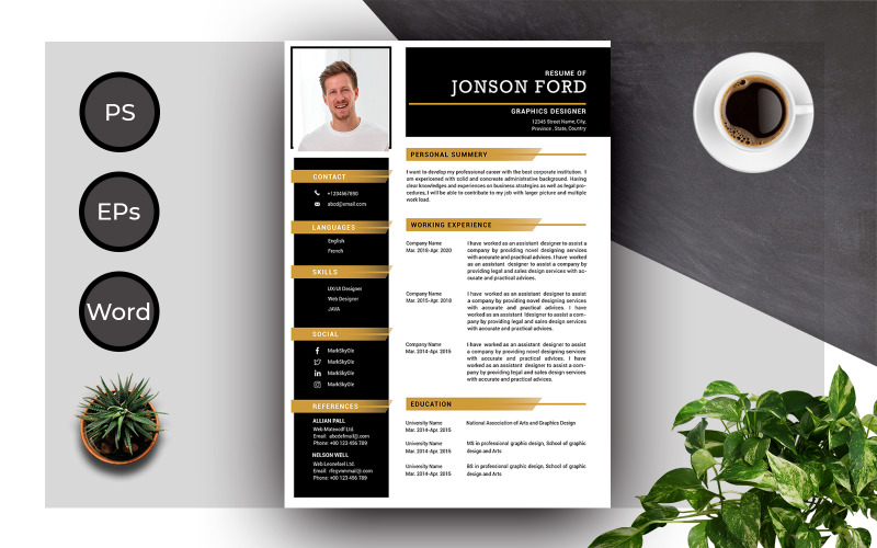 CV-mall för Jonson Fords kompletta CV och CV