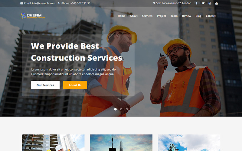 Dream - Modèle de page d'atterrissage de construction
