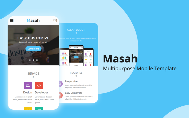 Masah - Multifunctionele mobiele websitesjabloon