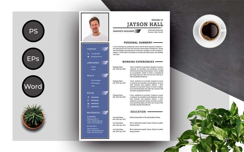 Modello di curriculum per CV creativo multiuso - Jayson Hall