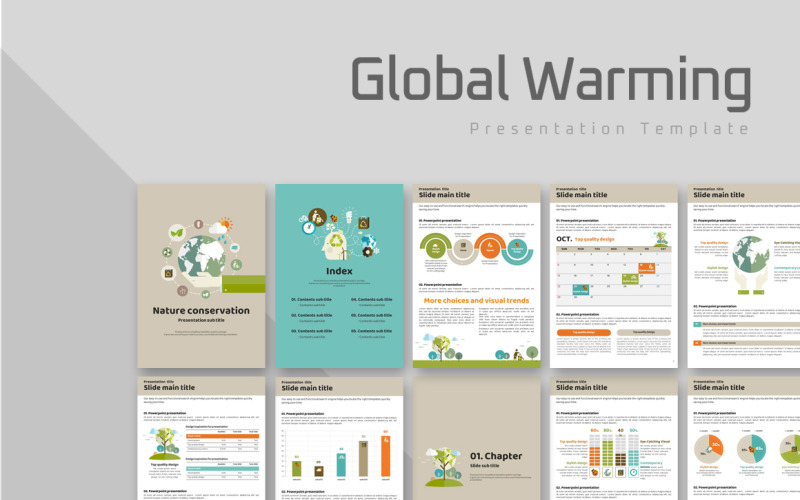 Vertikale PowerPoint-Vorlage für die globale Erwärmung