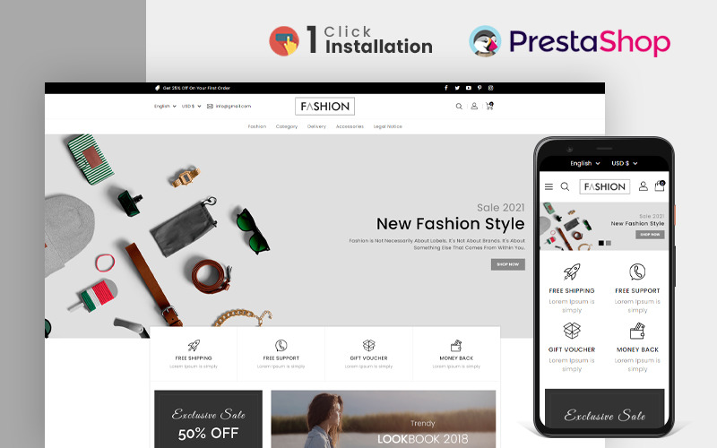 Divat- és kiegészítőkbolt Prestashop téma