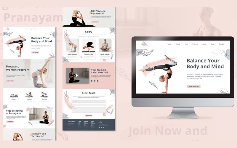 Modelo PSD de design de página de destino de aula de ioga