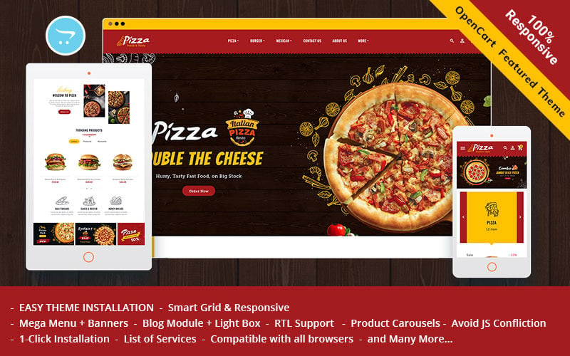 Pizza - тема OpenCart для интернет-магазина пиццы и фастфуда
