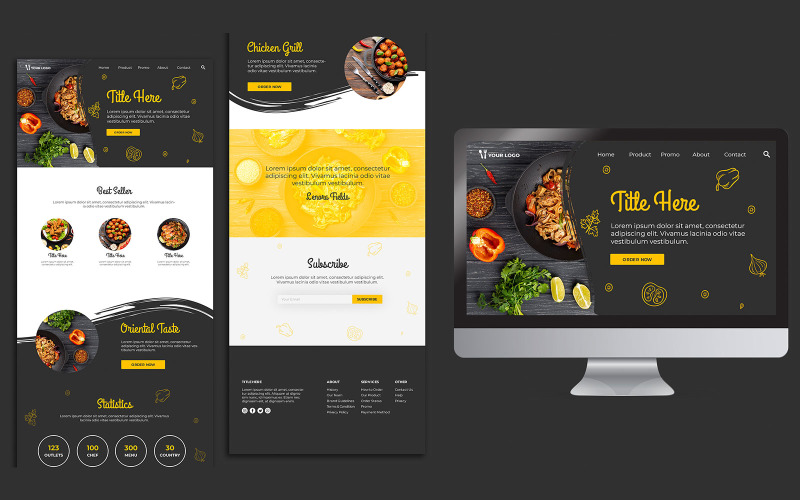PSD шаблон дизайна посадочной страницы ресторана Chilli