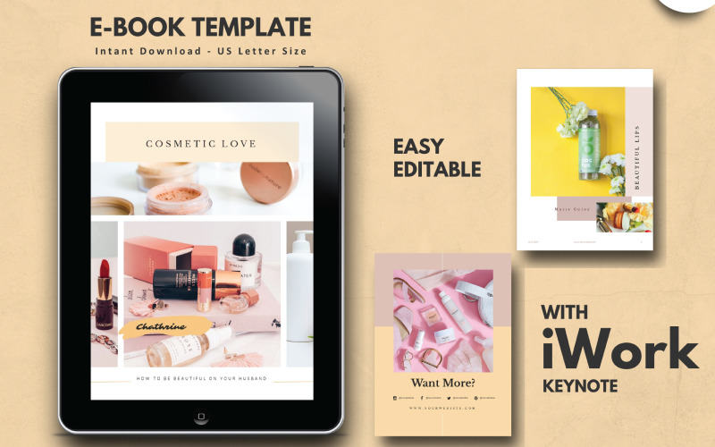 Cosmetische make-uptips eBook Keynote-sjabloonpresentatie