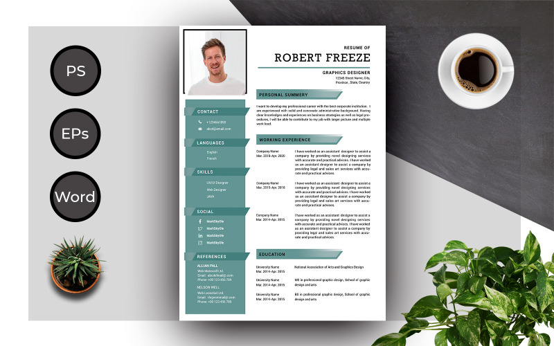 Modèle de CV complet et créatif de Robert Freeze