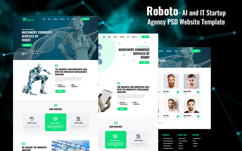 Roboto- AI ve BT Başlangıç Ajansı PSD Şablonu