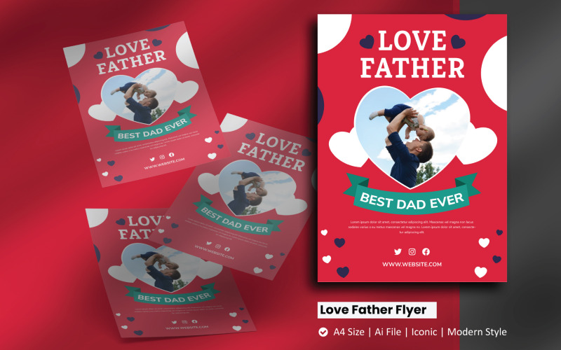 Modèle d'identité d'entreprise Brochure Flyer Love Fathers
