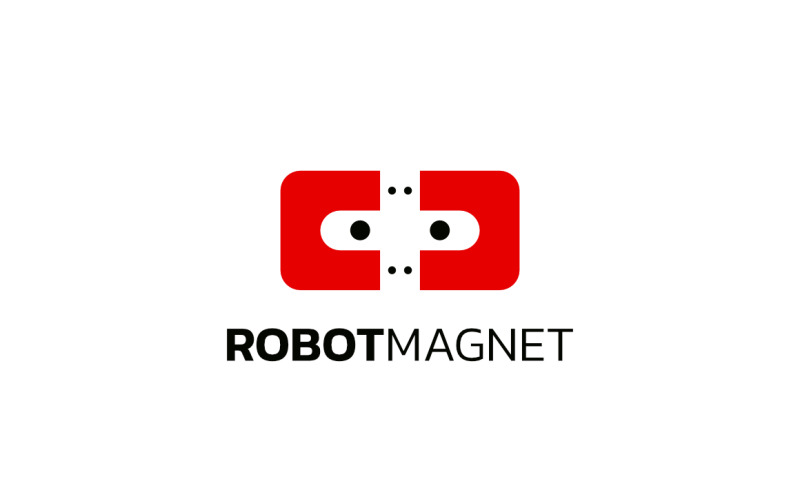 Modelo de design de logotipo de ímã de robô