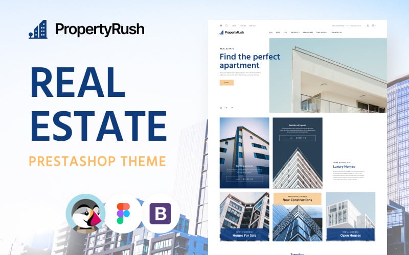 PropertyRush - Tema de PrestaShop de comercio electrónico inmobiliario