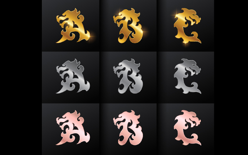 Золотий дракон монограма початковий лист ABC логотип шаблон