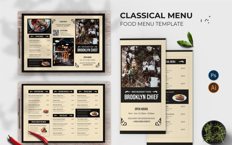 Classical Menu Food Menu Print Template