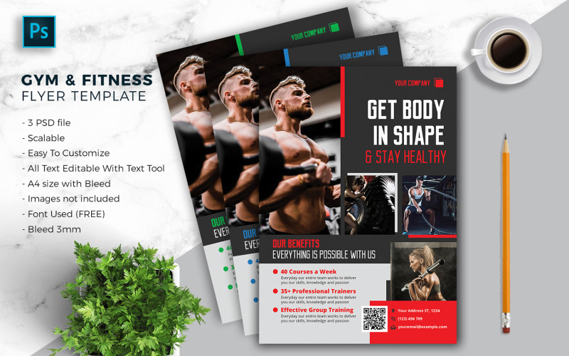 GYM & Fitnes Sport Flyer Vorlage Vol-06