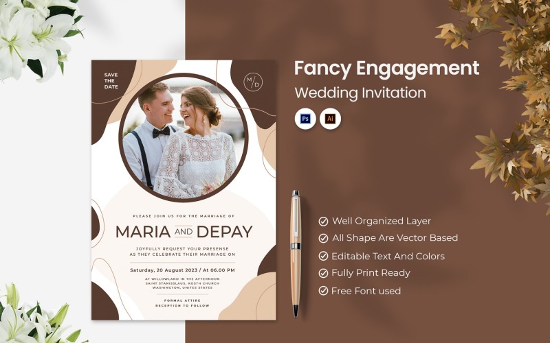 Invitation de mariage de fiançailles fantaisie