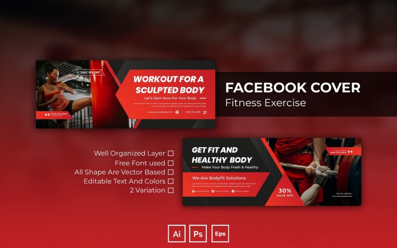 Ćwiczenia fitness Facebook Cover Media społecznościowe