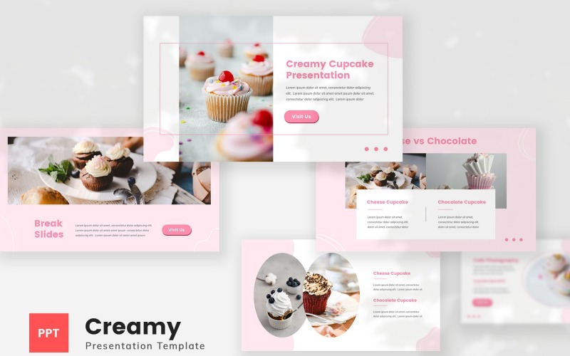 Kremowy - Szablon Cupcake PowerPoint