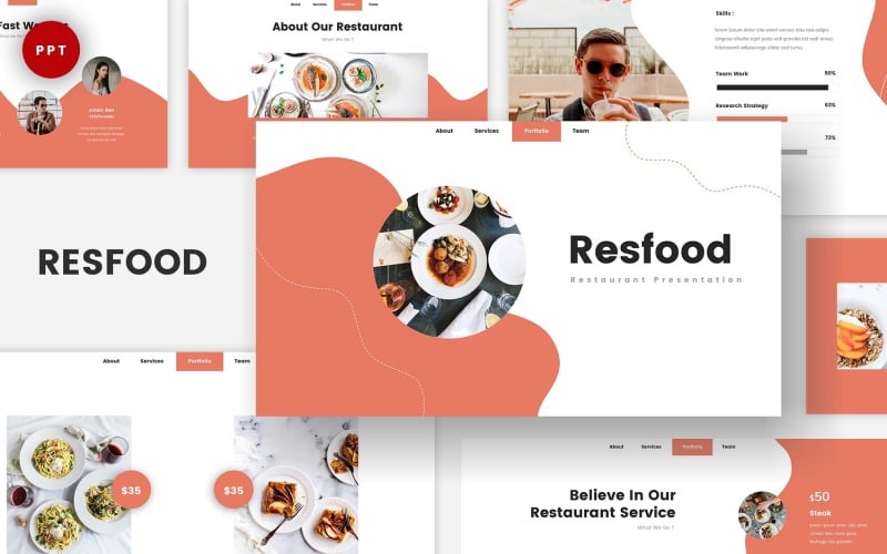Resfood - Ресторан Шаблоны презентаций PowerPoint