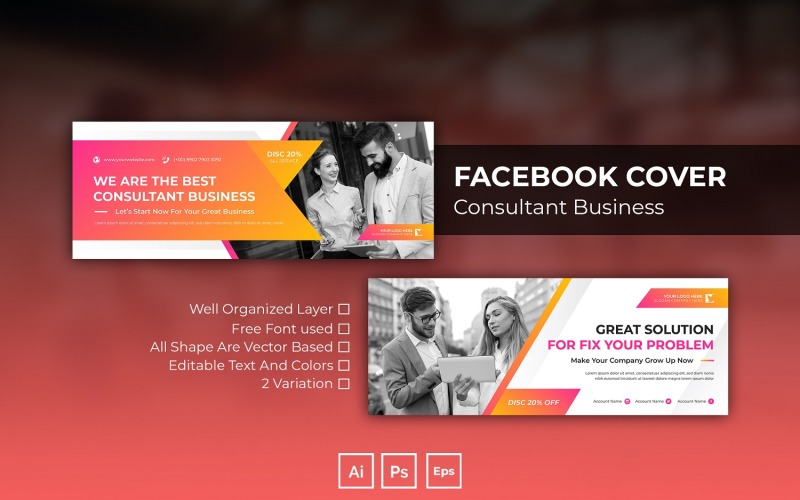 Tanácsadói üzleti Facebook borító a közösségi médiára