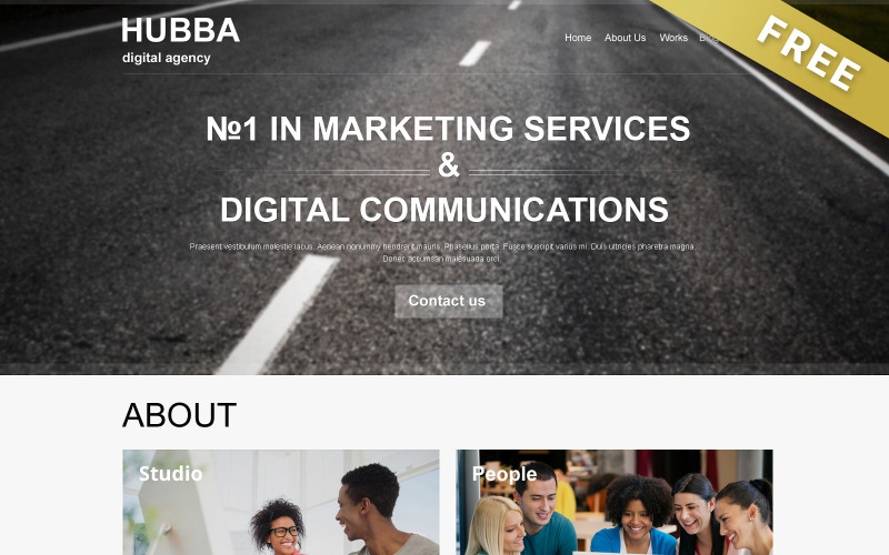 Hubba - Gratis One Page Marketing Agency Muse-sjabloon