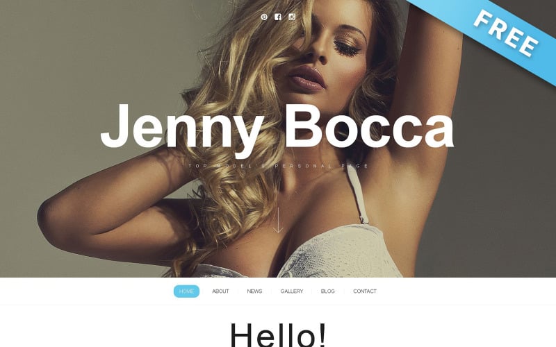 Jenny Bocca - бесплатный шаблон Muse для портфолио модели