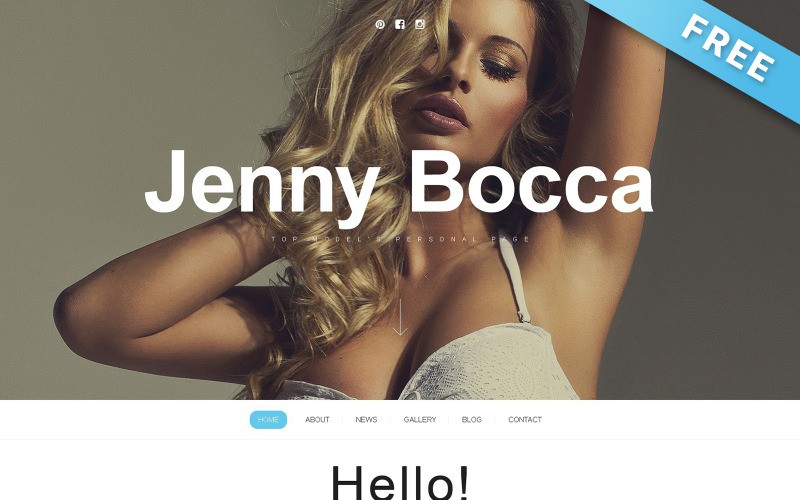 Jenny Bocca - bezplatná modelová šablona portfolia múz