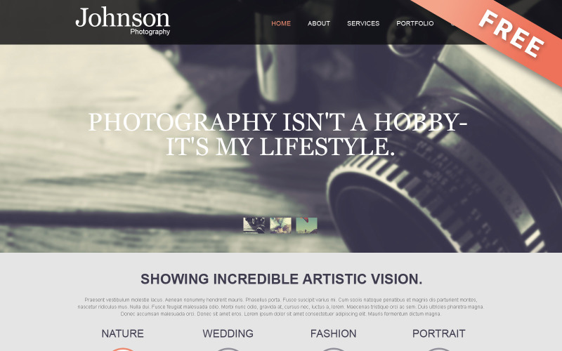 Johnson - Gratis sjabloon voor fotografenportfolio's