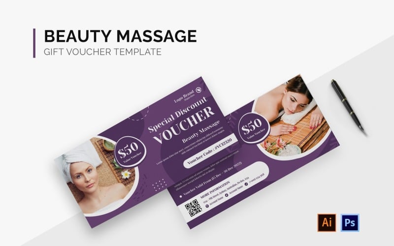 Beauty Massage Gift Voucher #184594 - TemplateMonster