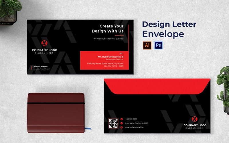 Design Letter Envelope Print Template TemplateMonster