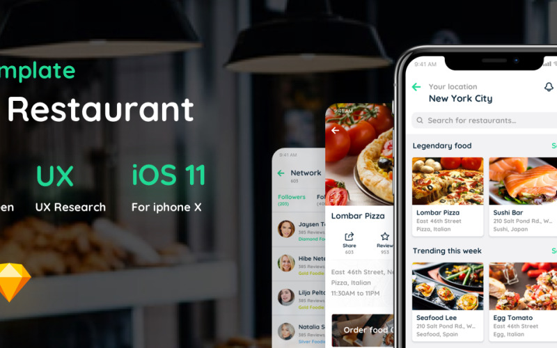 Elementos de interface do usuário do aplicativo móvel Capi Restaurant iOS