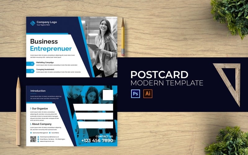 Entrepreneur Post Card Print Template