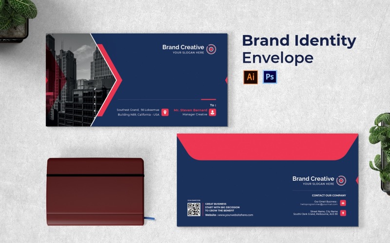 Brand Identity Envelope Print Template - TemplateMonster