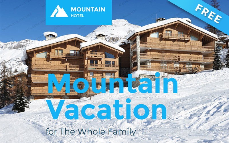 Гірський готель - Безкоштовний шаблон інформаційного бюлетеня зимового відпочинку