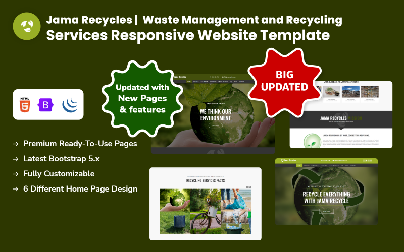 Jama recycelt | Responsive Website-Vorlage für Abfallwirtschafts- und Recyclingdienste