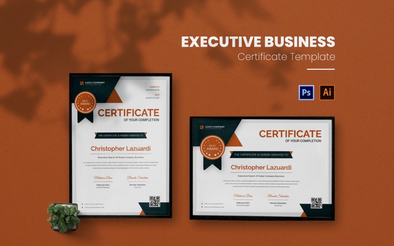 Modello di certificato aziendale esecutivo