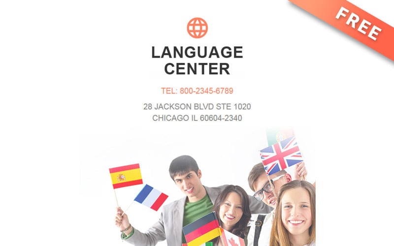 Modelo de boletim informativo gratuito da escola de línguas