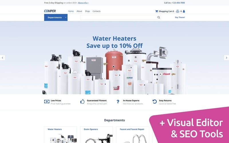 Plumbing Supplies Store Moto CMS Ecommerce Website Template