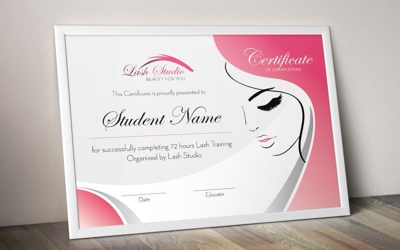 Šablona certifikátu Micro Blading pro rozšíření řas