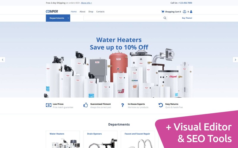 Sklep z artykułami hydraulicznymi Szablon strony internetowej Moto CMS E-commerce